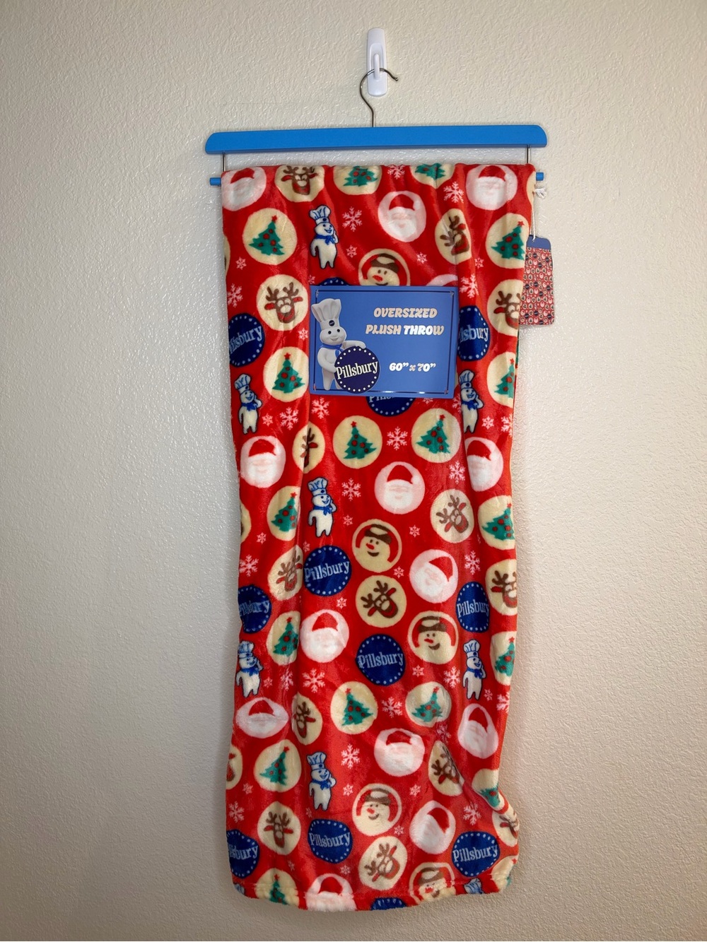 Pillsbury Doughboy Christmas Holiday Cookies Plush Throw Blanket NWT